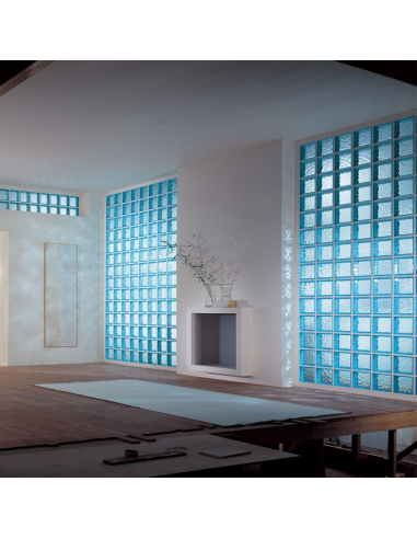 Vetromattone Ondulato Modello Pure Azzurro 190 x 190 x 80 mm Confezione 6 Pezzi