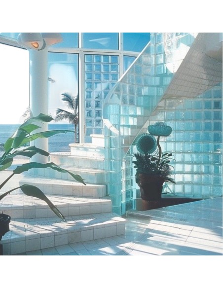 Vetromattone Ondulato Modello Pure Azzurro 190 x 190 x 80 mm Confezione 6 Pezzi