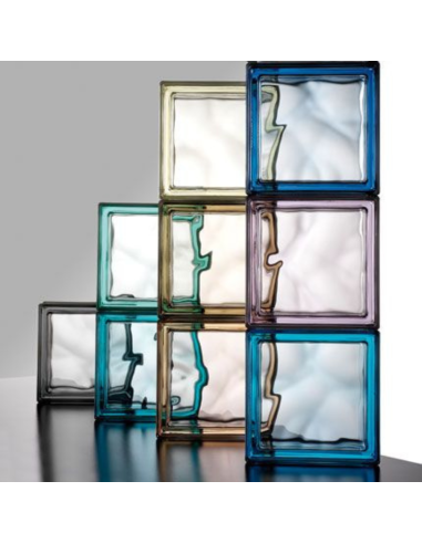 Vetromattone Ondulato Modello Pure Azzurro 190 x 190 x 80 mm Confezione 6 Pezzi