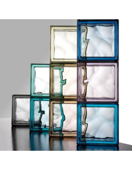 Vetromattone Ondulato Modello Pure Azzurro 190 x 190 x 80 mm Confezione 6 Pezzi