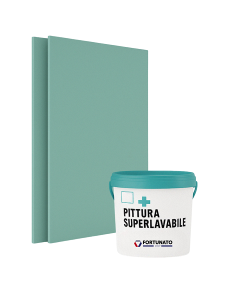 Set 1 Idrolastra Cartongesso H2 BA13 1200x2000 Pittura Superlavabile 2,5 L