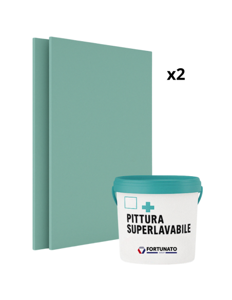 Set 2 Idrolastre Cartongesso H2 BA13 1200x2000 Pittura Superlavabile 2,5 L