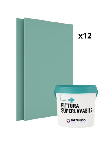 Set 12 Idrolastre Cartongesso H2 BA13 1200x2000 Pittura Superlavabile 4 L