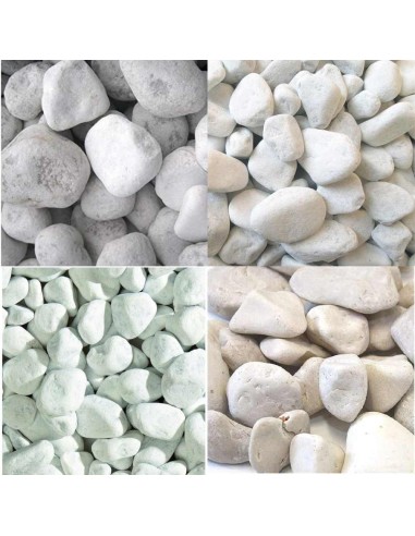 Ciottoli Bianco Granulometria 25/40 Pietre Naturali Decorazione Giardini kg 25