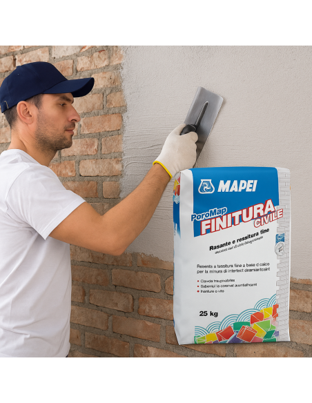 Poromap Finitura Civile Malta Traspirante Per Intonaci Deumidificanti 25 Kg