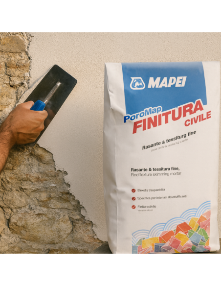 Poromap Finitura Civile Malta Traspirante Per Intonaci Deumidificanti 25 Kg