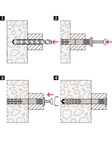 Tassello Nylon N 6x40/10 S Vite Premontata Installazione Rapida 100 Pezzi