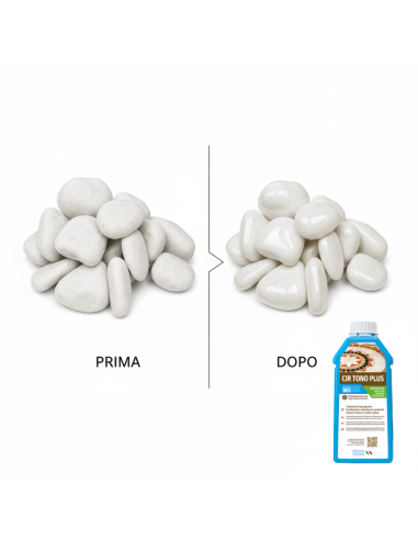 Ciottoli decorativi Bianco Carrara – Effetto bagnato brillante con CIR Tono Plus Protettivo