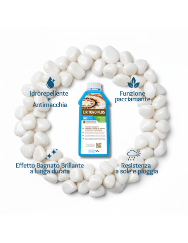 Ciottoli decorativi Bianco Carrara – Effetto bagnato brillante con CIR Tono Plus Protettivo