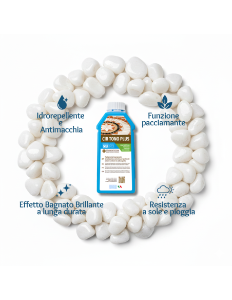 Ciottoli decorativi Bianco Carrara – Effetto bagnato brillante con CIR Tono Plus Protettivo