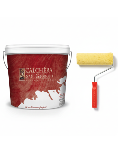 Kit Pittura Naturale Antibatterica E Rullo In Lana Giallo 25 cm