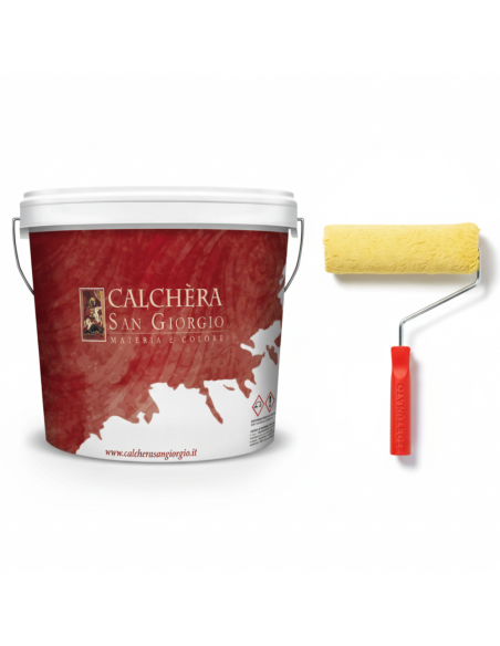 Kit Pittura Naturale Antibatterica E Rullo In Lana Giallo 25 cm