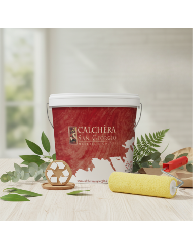 Kit Pittura Naturale Antibatterica E Rullo In Lana Giallo 25 cm