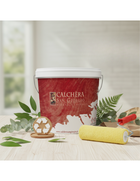 Kit Pittura Naturale Antibatterica E Rullo In Lana Giallo 25 cm