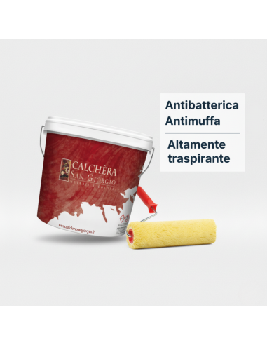 Kit Pittura Naturale Antibatterica E Rullo In Lana Giallo 25 cm