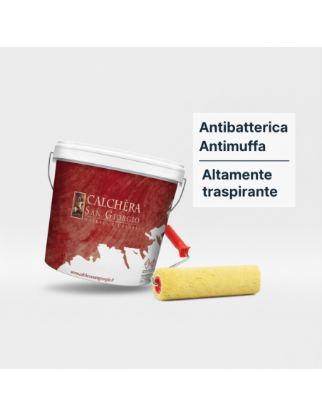Kit Pittura Naturale Antibatterica E Rullo In Lana Giallo 25 cm