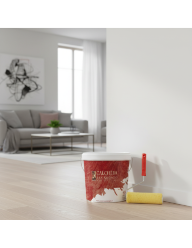 Kit Pittura Naturale Antibatterica E Rullo In Lana Giallo 25 cm