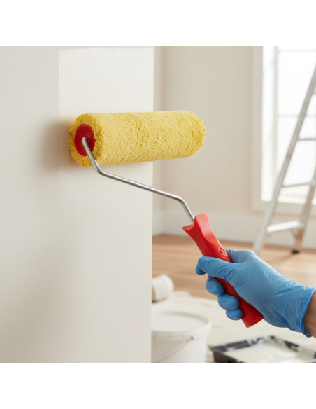 Kit Pittura Naturale Antibatterica E Rullo In Lana Giallo 25 cm