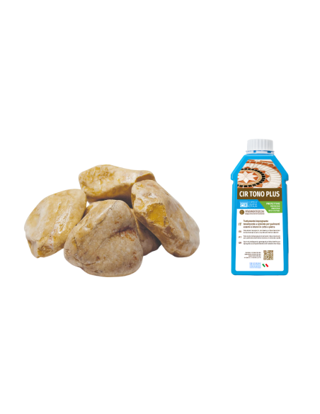 Ciottoli Giallo Siena Brillanti Effetto Bagnato con Protettivo CIR