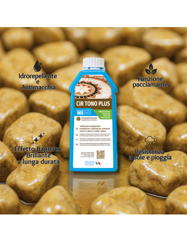 Ciottoli Giallo Siena Brillanti Effetto Bagnato con Protettivo CIR