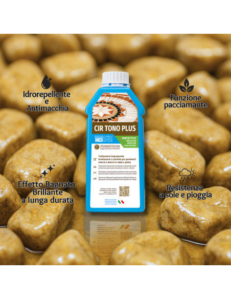 Ciottoli Giallo Siena Brillanti Effetto Bagnato con Protettivo CIR