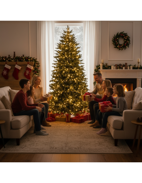 PinoBrillo Albero Di Natale con 950 Luci Led Incorporate Effetto Real Touch 210 cm