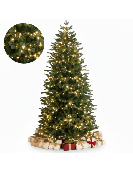 PinoBrillo Albero Di Natale con 950 Luci Led Incorporate Effetto Real Touch 210 cm