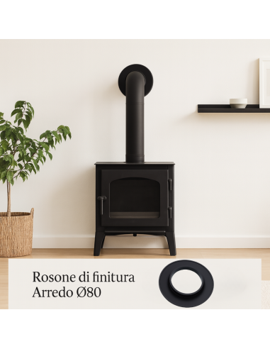 Rosone Finitura Arredo ø 80 mm Silicone Canale Fumo Stufa Pellet Copertura
