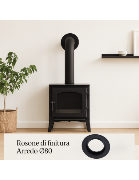 Rosone Finitura Arredo ø 80 mm Silicone Canale Fumo Stufa Pellet Copertura