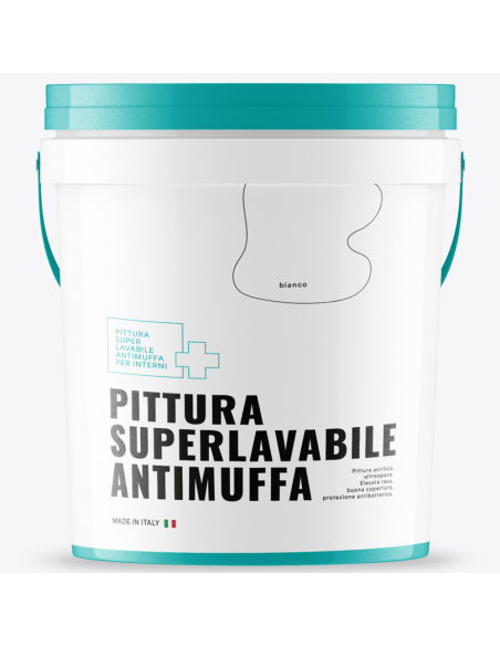 Pittura Acrilica Ultra Opaca Super Lavabile Antimuffa Protezione Antibatterica 