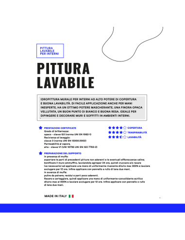 Idropittura Lavabile Elevata Copertura Opaca Bianca Muri Soffitti Interni