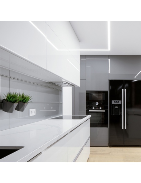 Semilavorato Cartongesso Fibra Alluminio Illuminazione LED Angolare 14,5x29x29cm