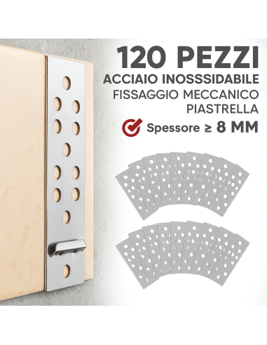 RAI-FIX Gancio Di Fissaggio Per Piastrelle In Acciaio Inossidabile 120 Pezzi