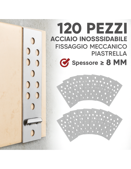 RAI-FIX Gancio Di Fissaggio Per Piastrelle In Acciaio Inossidabile 120 Pezzi