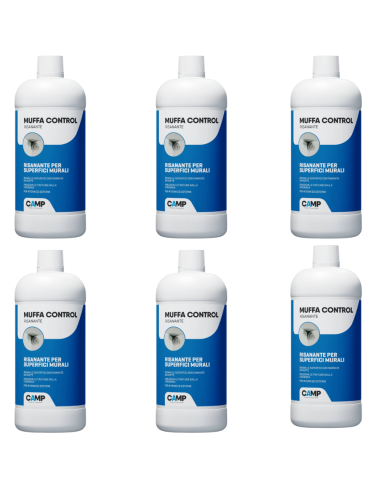 Kit 6 Flaconi Muffa Control Risanante Per Superfici Interne Ed Esterne 1 Lt
