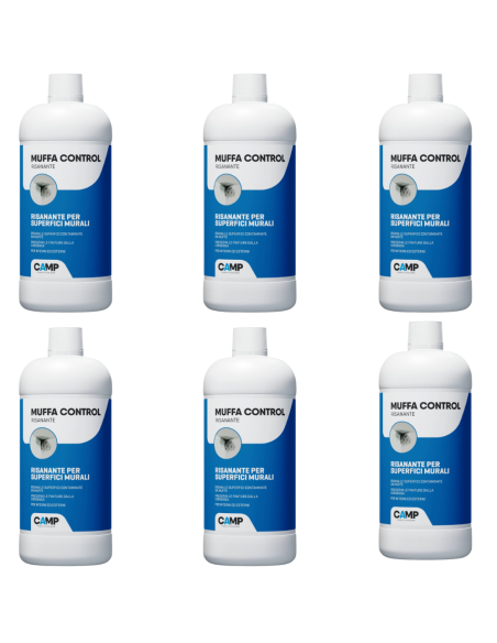 Kit 6 Flaconi Muffa Control Risanante Per Superfici Interne Ed Esterne 1 Lt