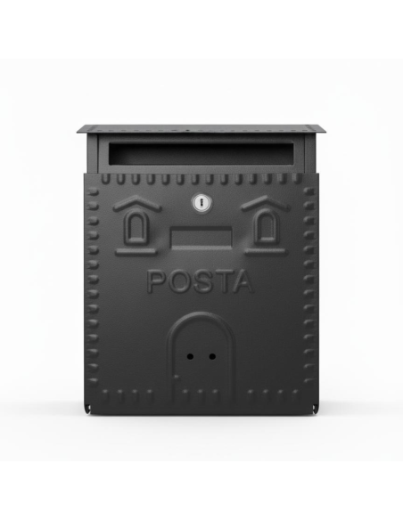 Cassetta Postale Rustica Nera In Ferro Battuto 230x90xH.290 mm