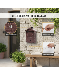 Cassetta Postale Rustica Rame In Ferro Battuto 280x90xH.350 mm 2