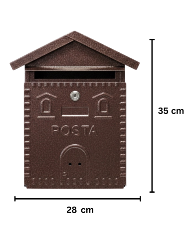 Cassetta Postale Rustica Rame In Ferro Battuto 280x90xH.350 mm