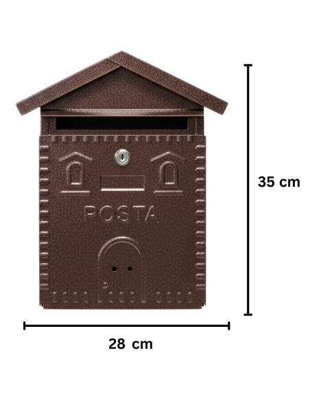 Cassetta Postale Rustica Rame In Ferro Battuto 280x90xH.350 mm