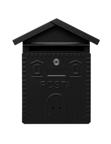 Cassetta Postale Rustica Nera In Ferro Battuto 280x90xH.350 mm
