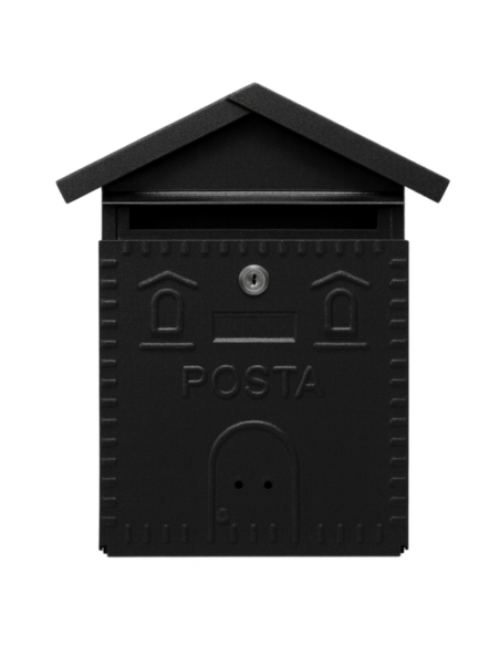 Cassetta Postale Rustica Nera In Ferro Battuto 280x90xH.350 mm