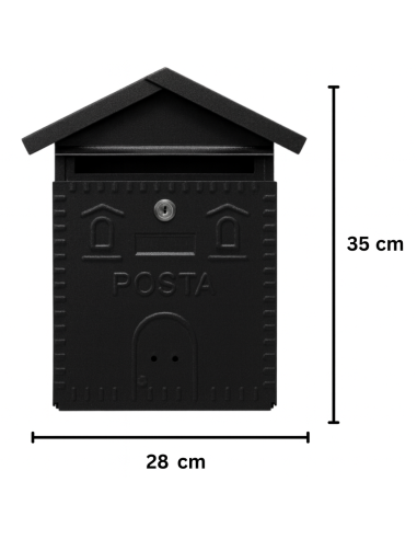 Cassetta Postale Rustica Nera In Ferro Battuto 280x90xH.350 mm