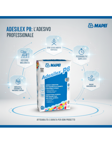 Adesilex P8 Bianco Adesivo Cementizio Mapei Per Piastrelle 25 Kg
