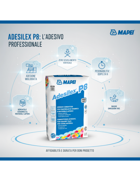 Adesilex P8 Bianco Adesivo Cementizio Mapei Per Piastrelle 25 Kg