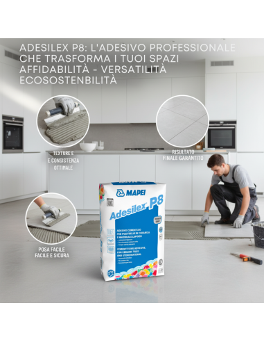 Adesilex P8 Bianco Adesivo Cementizio Mapei Per Piastrelle 25 Kg