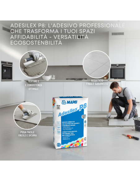 Adesilex P8 Bianco Adesivo Cementizio Mapei Per Piastrelle 25 Kg