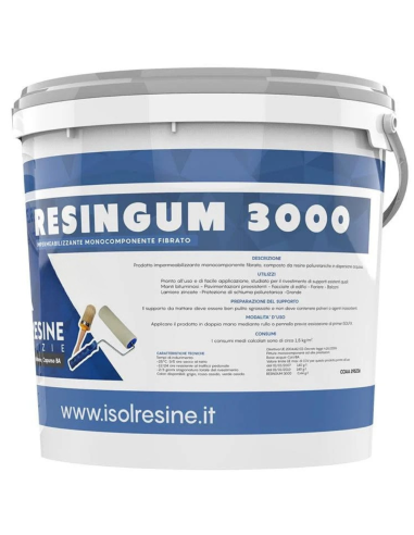 Resingum 3000 Bianca Impermeabilizzante Fibrato Per Rivestimenti