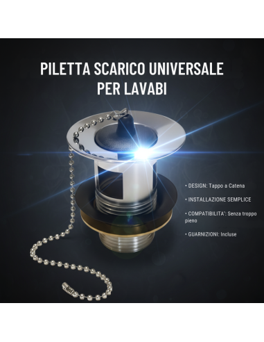 Piletta Scarico Universale 1 Pollice Senza troppo pieno Per Lavabi FORTUNATO - foto 6