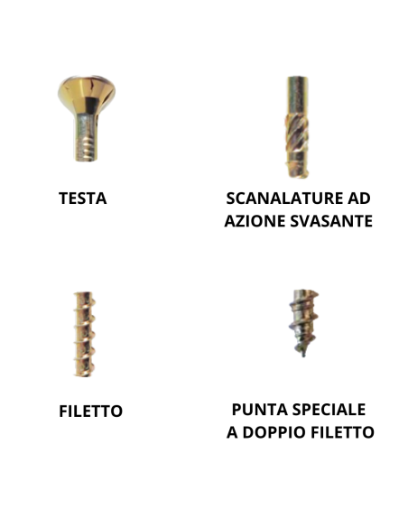 Viti Autoforanti Legno Performant Strong Diametro 5,0 mm Zincate Gialle 